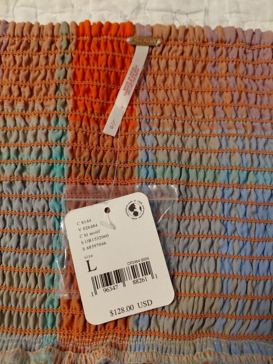 Free People Walking into Summer Midi Dress Plaid Buttons Cotton Large - Picture 4 of 7